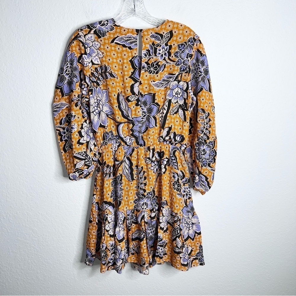Corey Lynn Calter Dress Women Small Floral Mini Puff Sleeve Orange E - Picture 5 of 8